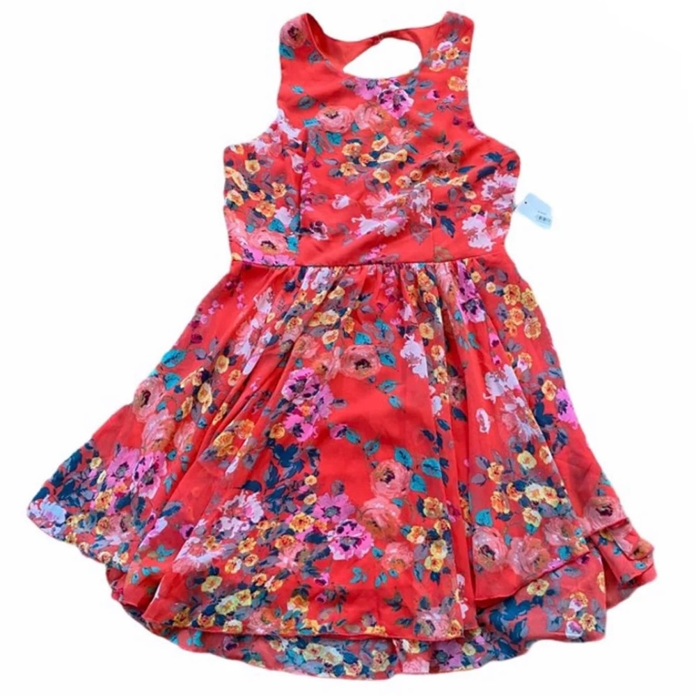 Peach floral dress cut out back size 1/2  from Nordstrom